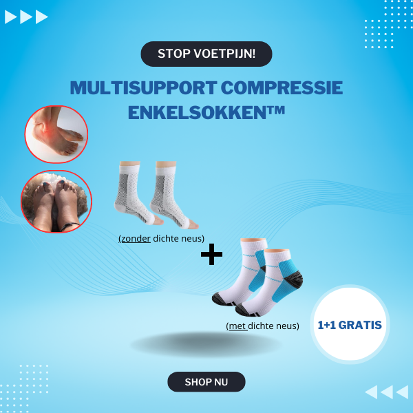 STOP VOETPIJN DUO DEAL - MultiSupport™  Compressie Enkelsokken open + dichte neus